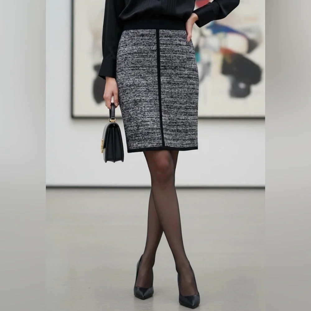 SKIRT OF Ann Taylor , Black and Gray Pencil Skirt